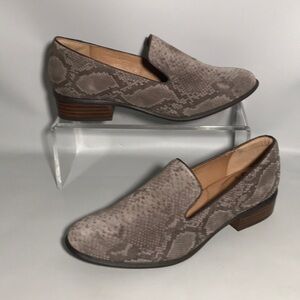 SOFFT Severn Brown Snake Print Suede Leather Slip On Shoes Loafers Size 9